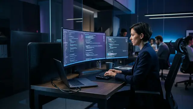 modern software development code architecture programming screen