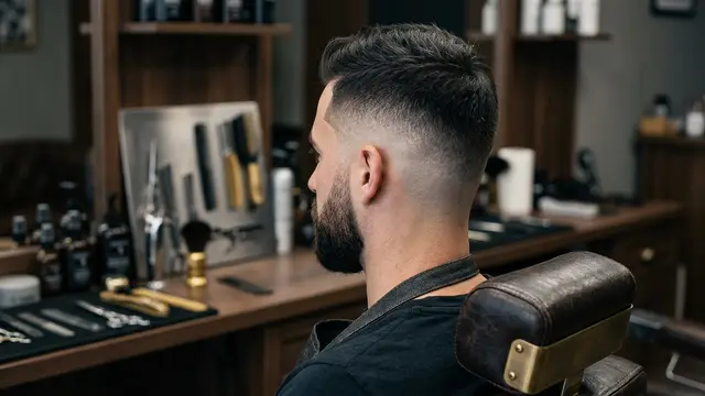 fade haircut detail on man