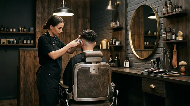 barber chair vintage modern interior