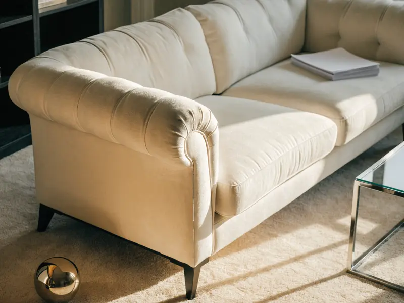 pristine elegant sofa in natural warm daylight living room