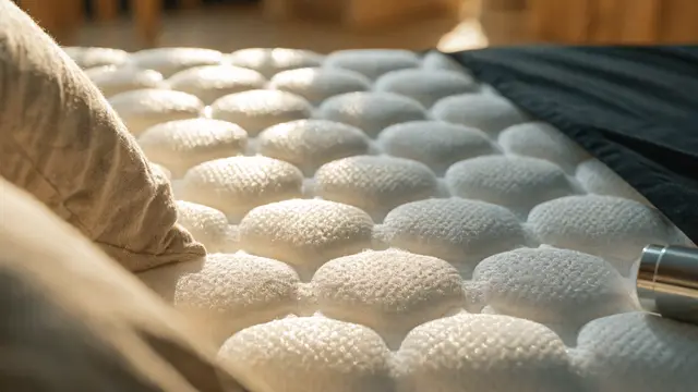 sanitized hygienic bedroom mattress surface closeup