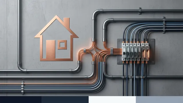 Clean technical icon of house wiring installation