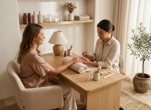 minimalist cozy beauty studio interior aesthetic
