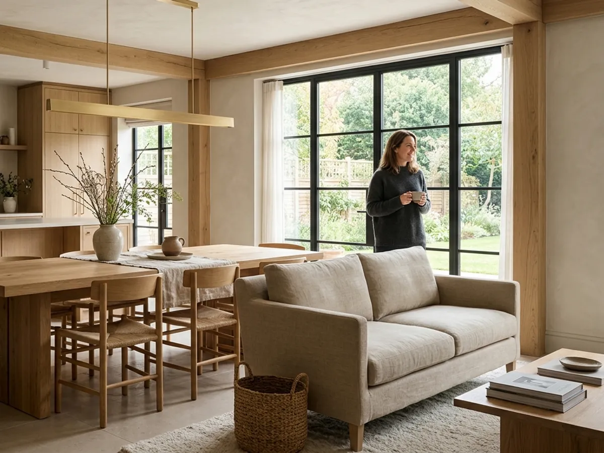 architectural complete interior home refurbishment warm natural oak and lime plaster