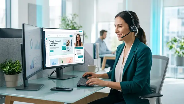 Customer service and AI website creation support digital graphic