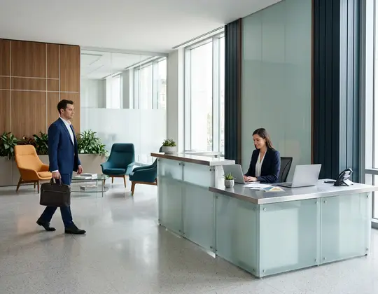 Modern prestigious corporate office reception and lobby
